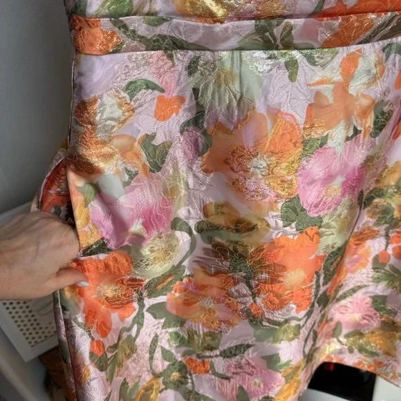 NWT Adrianna Papell- Multi Floral Jacquard Midi Dress Sz 14 - Picture 11 of 16